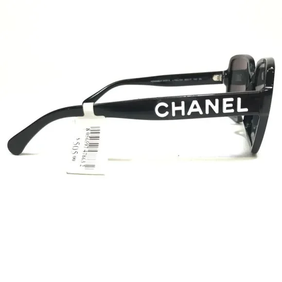 CHANEL Sunglasses 5408-A c.1026/S4 Black White Oversize Square with Black Lenses - Picture 4 of 12